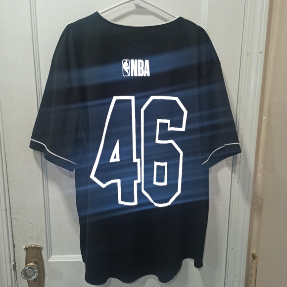 RARE NBA Brand NBA Logo Black Baseball Jersey #46 Men's Sz XXL - Picture 11 of 15